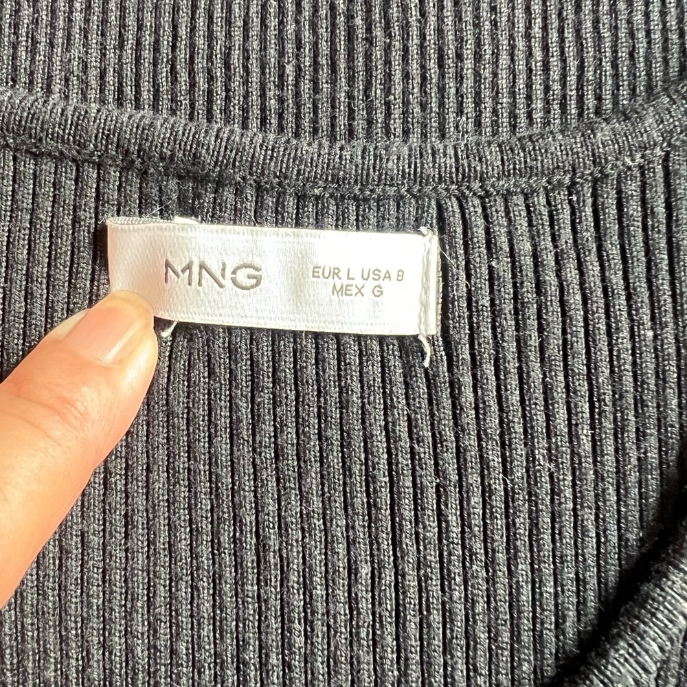 Mango Black Ribbed Mini Dress - Picture 6 of 6